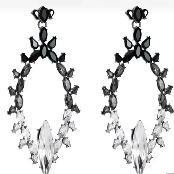 Earrings Large Ombre Bling Rhinestone Magic Mirror - Picture 3 of 5